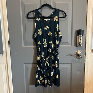 Women’s belted sleeveless tank dress, floral